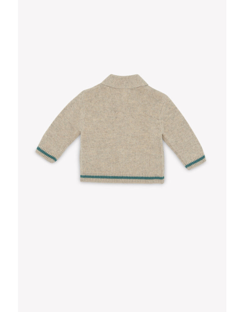 Bonton Bonton-cardigan-beige/groene streep
