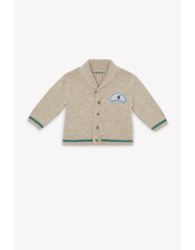 Bonton Bonton-cardigan-beige/groene streep