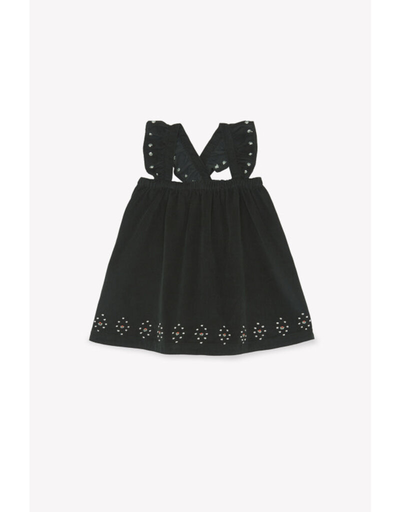 Bonton Bonton-zwartgroene jurk met broderie