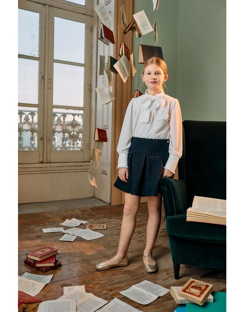 Patachou Patachou - Rok bouclé donkerblauw