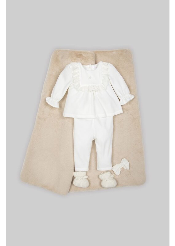 Patachou Patachou - Tweedelig set velours ecru met kant