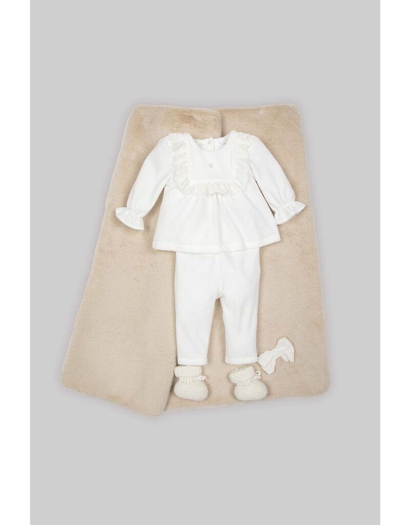 Patachou Patachou - Tweedelig set velours ecru met kant