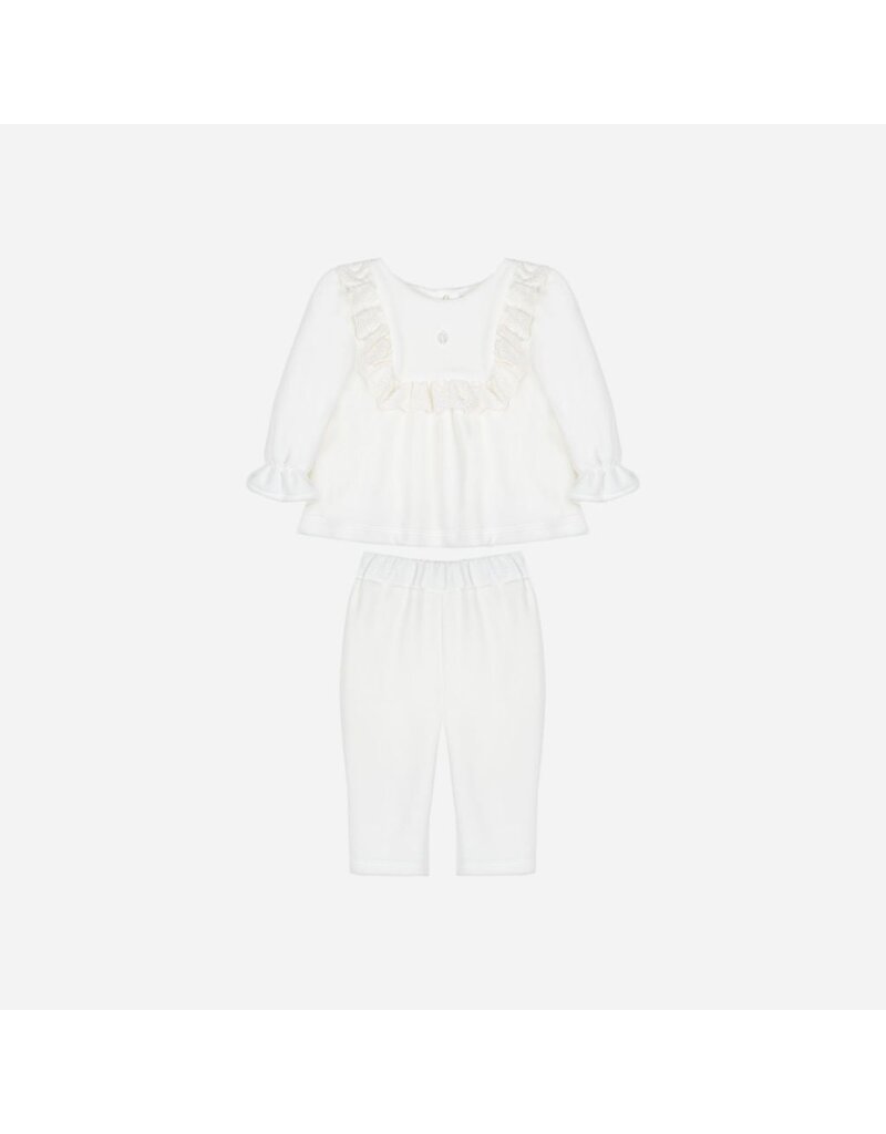 Patachou Patachou - Tweedelig set velours ecru met kant