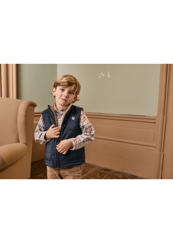 Patachou Patachou - Gilet omkeerbaar teddy/blauw