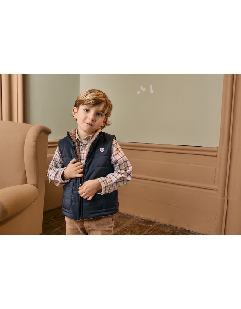 Patachou Patachou - Gilet omkeerbaar teddy/blauw