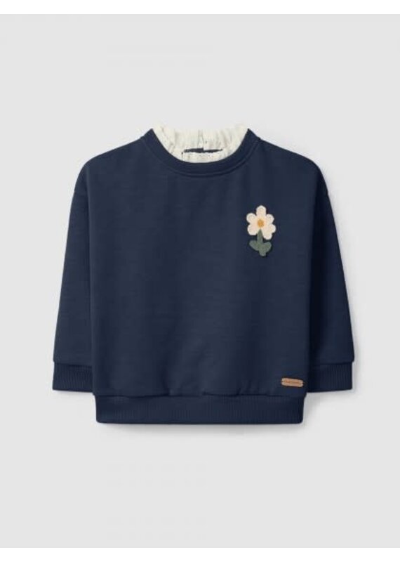 Laranjinha Navy blauwe bloes met bloem