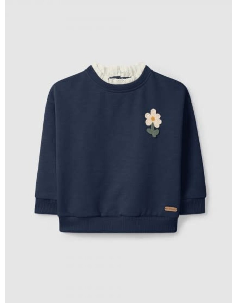 Laranjinha Navy blauwe bloes met bloem