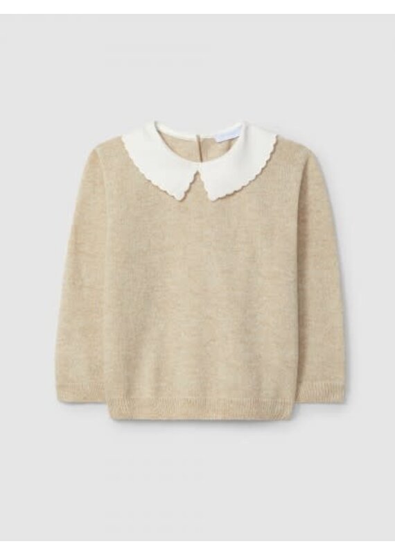 Laranjinha Laranjinha - Beige blouse met witte kraag