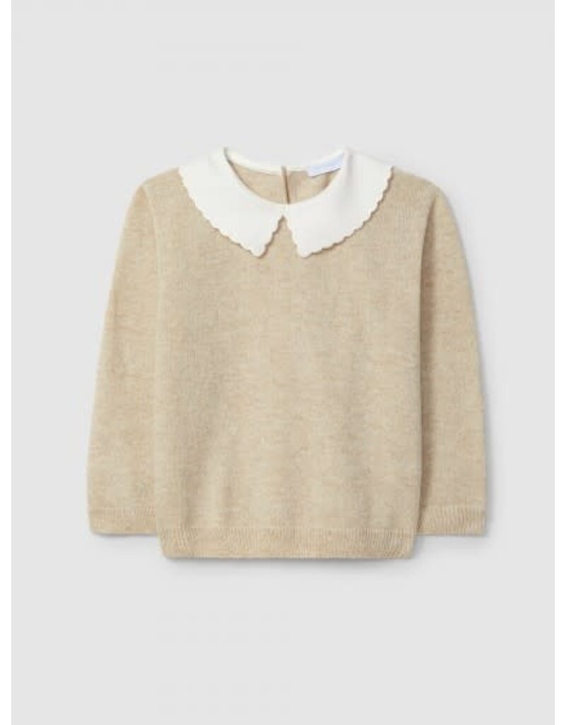 Laranjinha Beige blouse met witte kraag