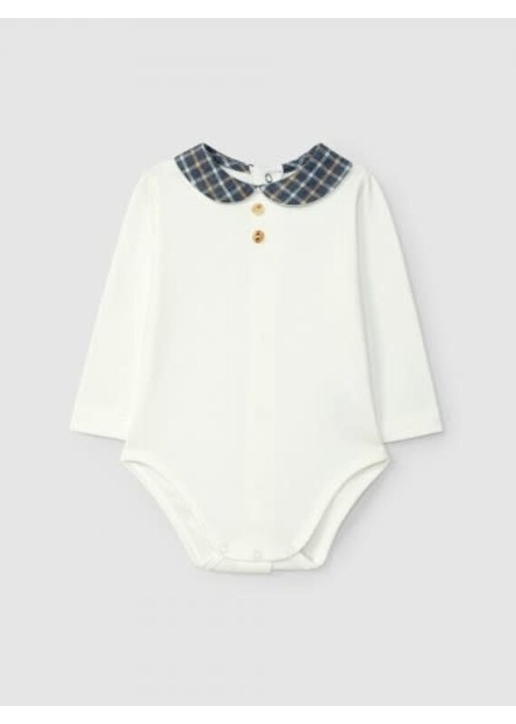 Laranjinha Laranijnha - Body offwhite - geruite kruig blauw