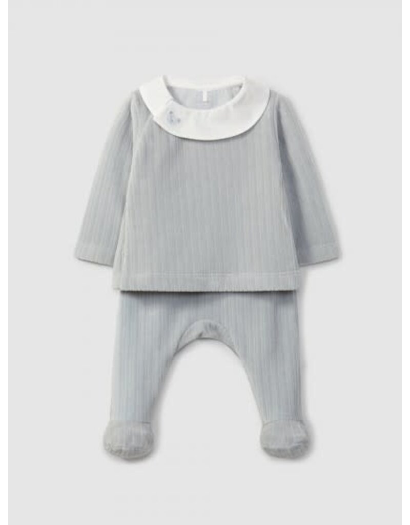 Laranjinha Laranjinha - unisex tweedelig kruippakje ribbed velvet