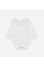 Patachou witte body met roze afwerkingen en kraag