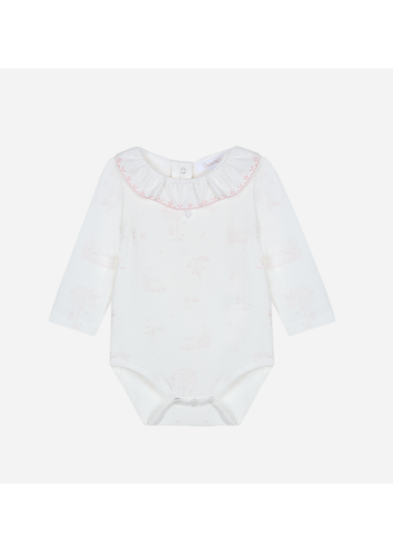Patachou witte body met roze afwerkingen en kraag