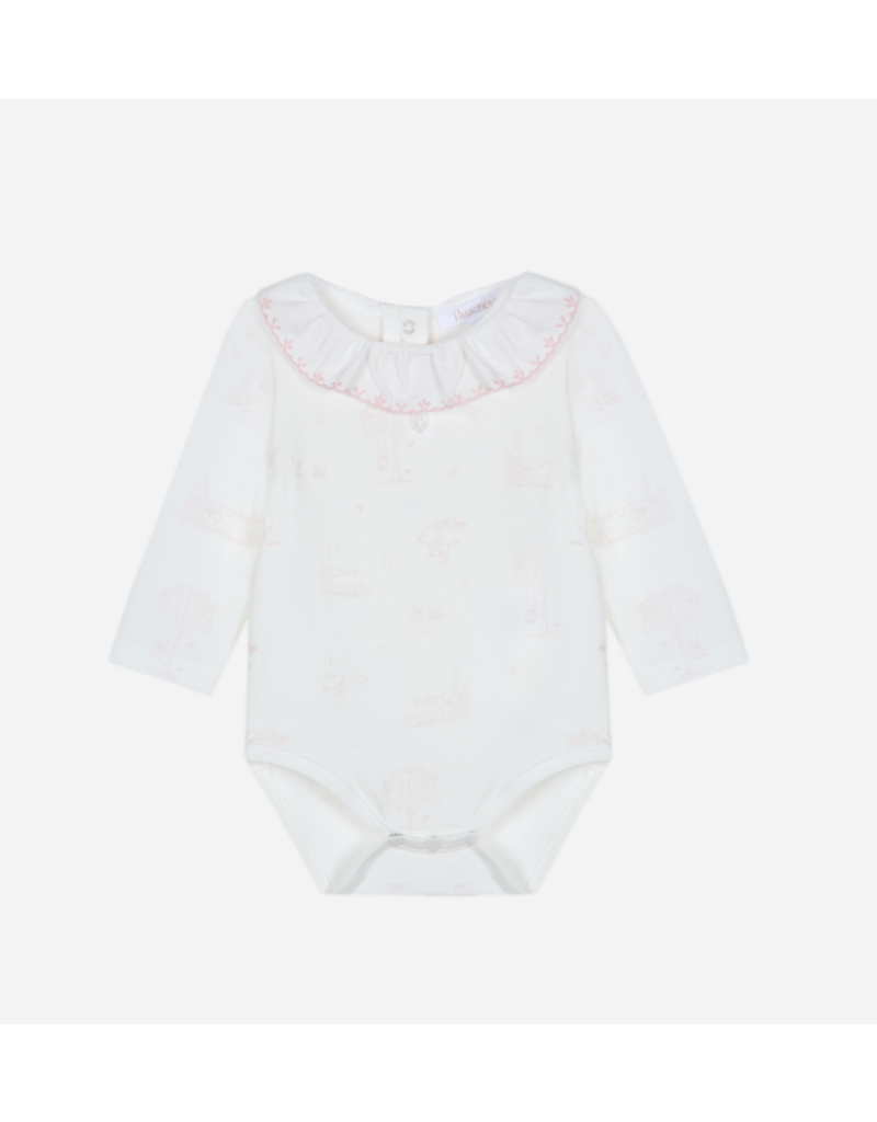 Patachou witte body met roze afwerkingen en kraag