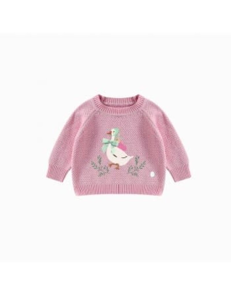 Patachou roze trui met geborduurd eendje