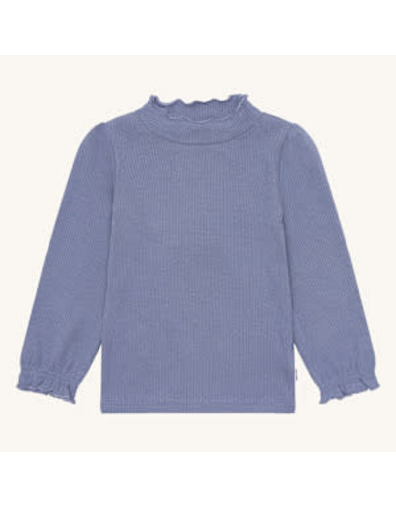 Hust and Claire Hust and Claire-Zachtblauw T-shirt Amma- geribbeld