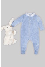 Patachou Bblauwe velours kruippakje met geruite kraag