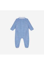 Patachou Bblauwe velours kruippakje met geruite kraag