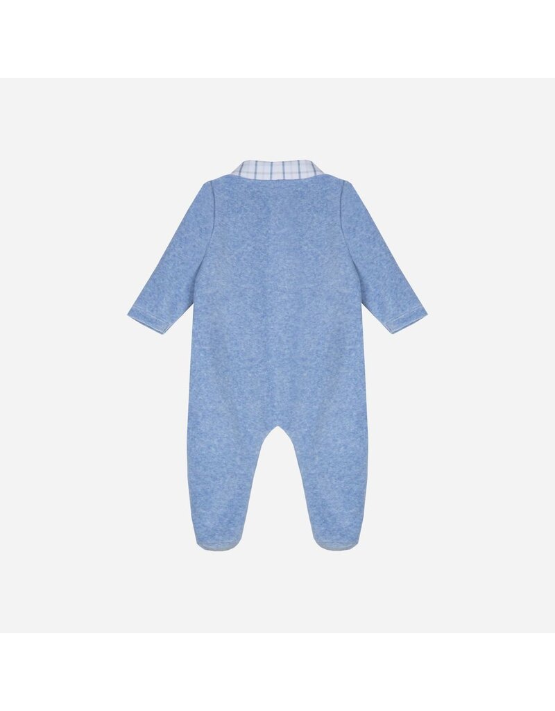 Patachou Bblauwe velours kruippakje met geruite kraag