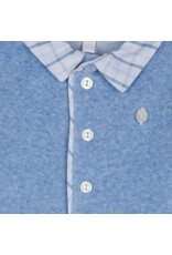 Patachou Bblauwe velours kruippakje met geruite kraag