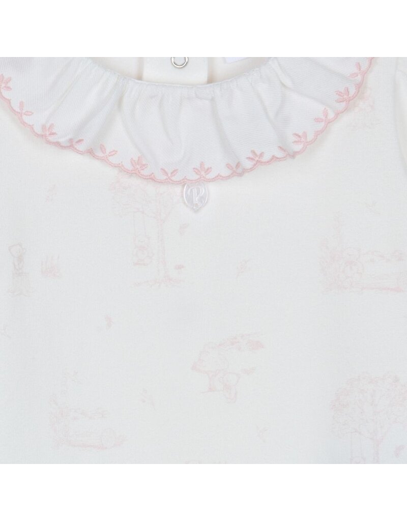 Patachou witte body met roze afwerkingen en kraag