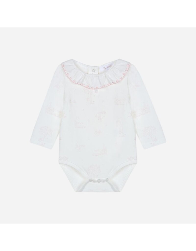 Patachou witte body met roze afwerkingen en kraag