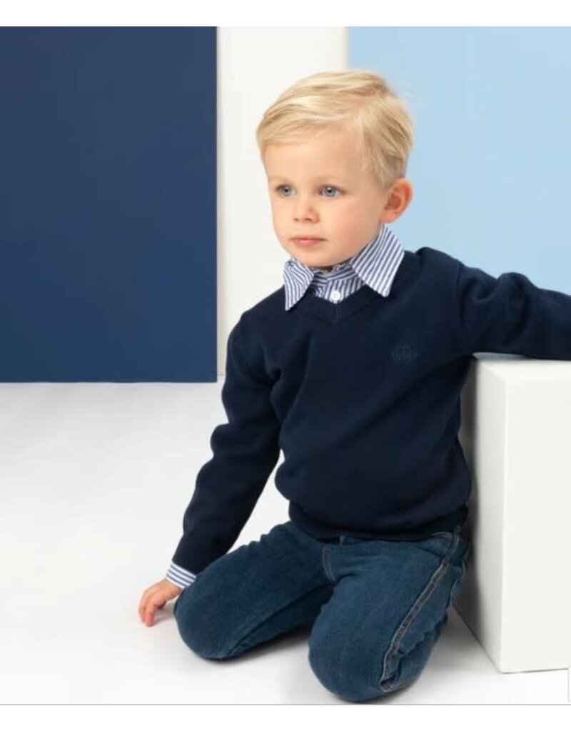 Natini Natini  - Hemd Pierrot - blauw gestreept