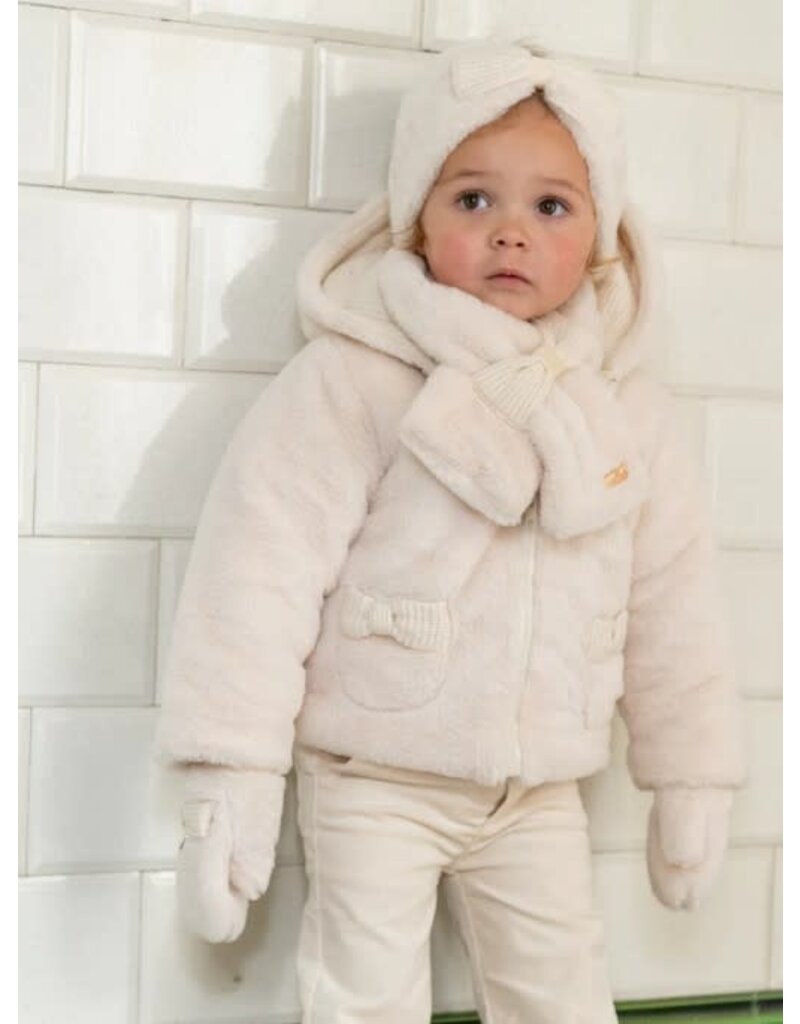 Natini Natini - Jas fake fur ecru - bows