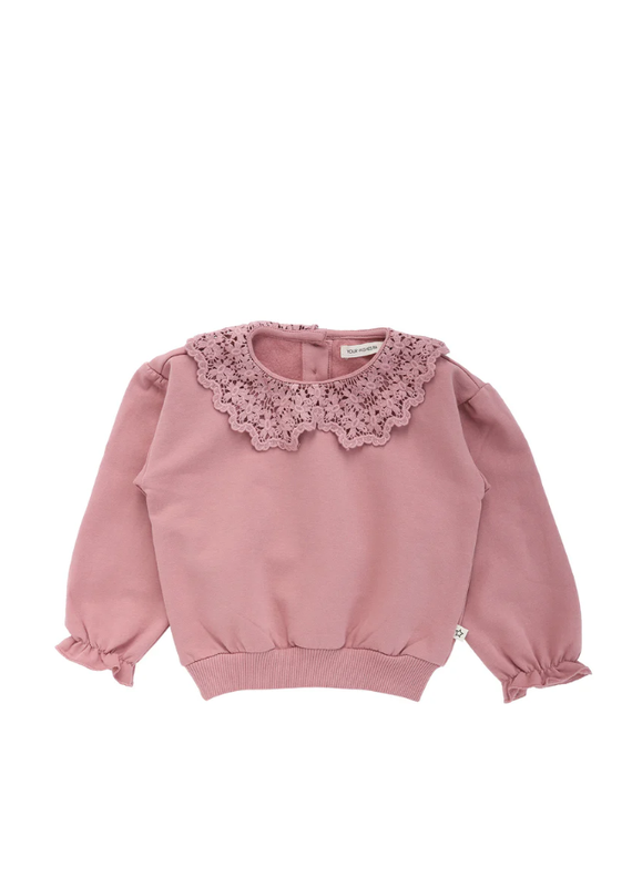 Your Wishes Crochet sweater - oud roze met kraag