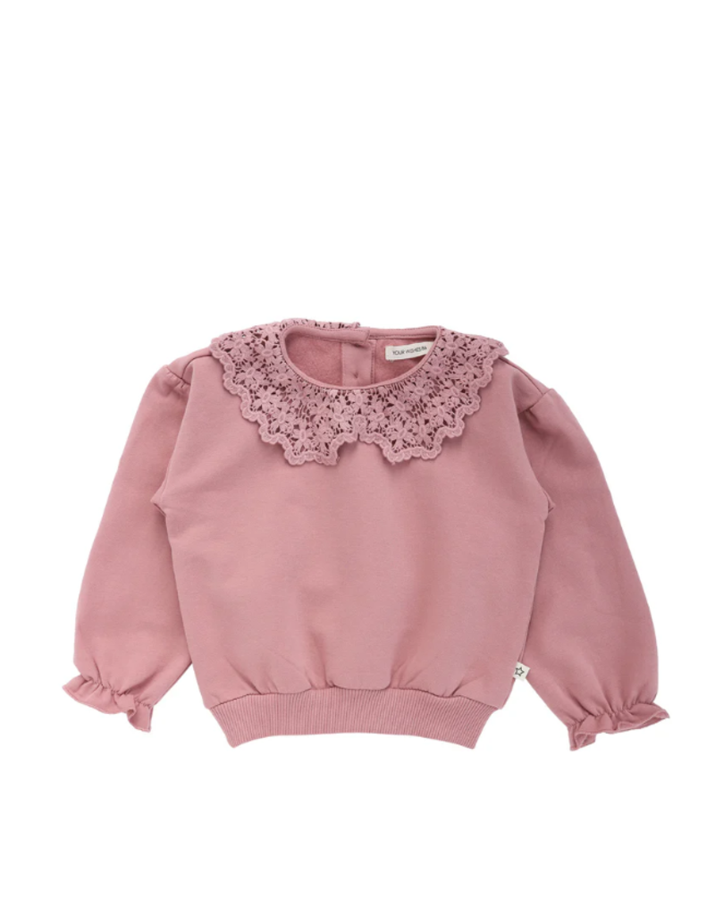 Your Wishes Crochet sweater - oud roze met kraag