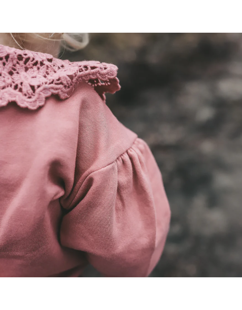 Your Wishes Crochet sweater - oud roze met kraag
