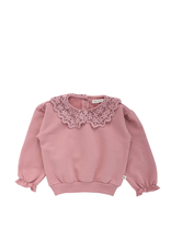 Your Wishes Crochet sweater - oud roze met kraag