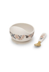 elodie details Elodie - Silicone kom met lepel - blue garden