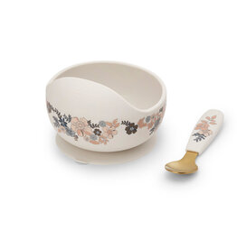 elodie details Elodie - Silicone kom met lepel - blue garden