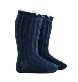 Condor Condor - kniekousen rib frull rand  - 480 (blauw)