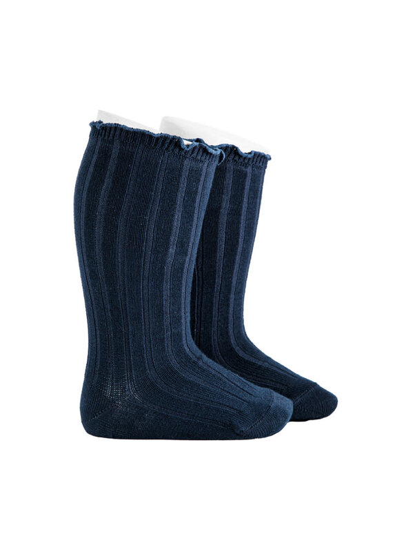 Condor Condor - kniekousen rib frull rand  - 480 (blauw)
