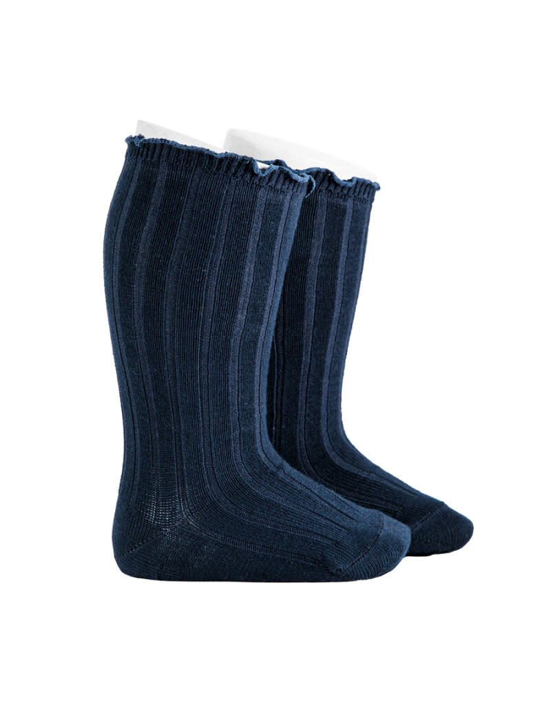 Condor Condor - kniekousen rib frull rand  - 480 (blauw)