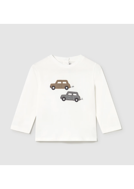 mayoral Mayoral - witte long sleeve met twee auto's