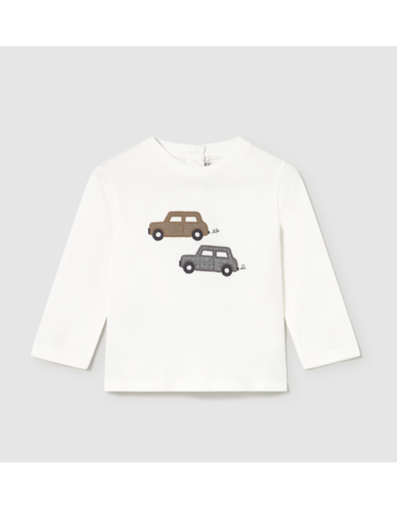 mayoral Mayoral - witte long sleeve met twee auto's