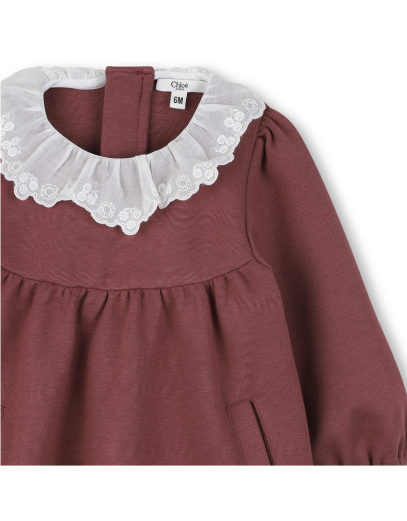 Chloé Chloé -Bordeaux kleed met wit kraagje
