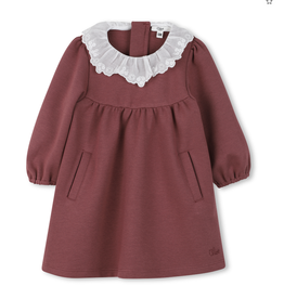 Chloé Chloé - Bordeaux kleed met wit kraagje