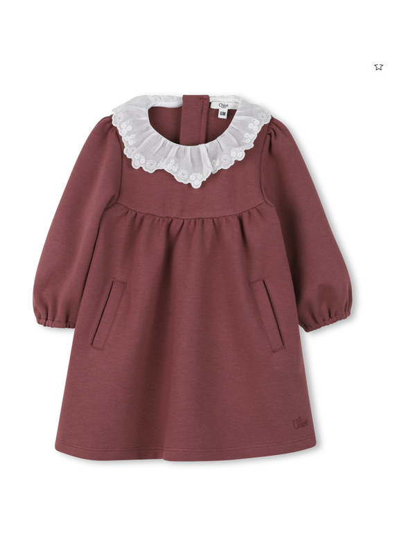 Chloé Chloé - Bordeaux kleed met wit kraagje
