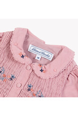 Tartine & Chocolat Tartine et Chocolat - kleedje ribfluweel roze met broderie bloemen