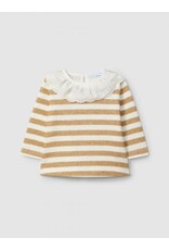 Laranjinha Laranjinha - Gestreept longsleeve met geborduurde ruffel kraag