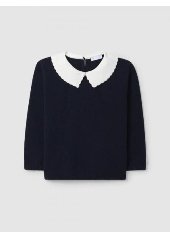 Laranjinha Laranjinha - gebreide blauwe trui met witte kraag