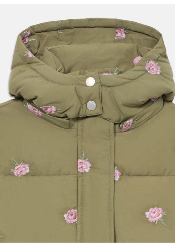 Stella McCartney Stella McCartney - Puffer winterjas khaki met rozen