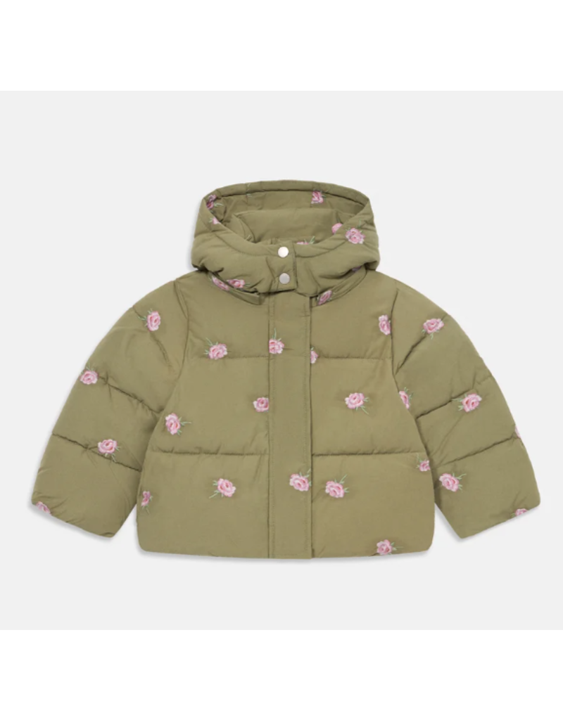 Stella McCartney Stella McCartney - Puffer winterjas khaki met rozen