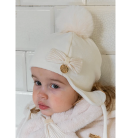 Natini Muts met strik-fleece-cream