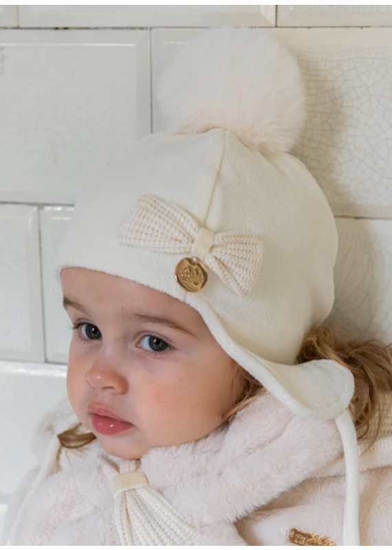 Natini Muts met strik-fleece-cream