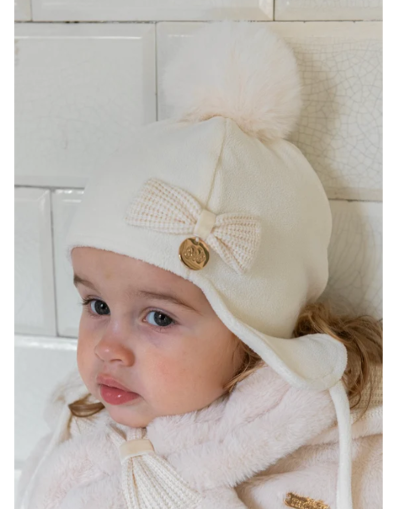 Natini Muts met strik-fleece-cream